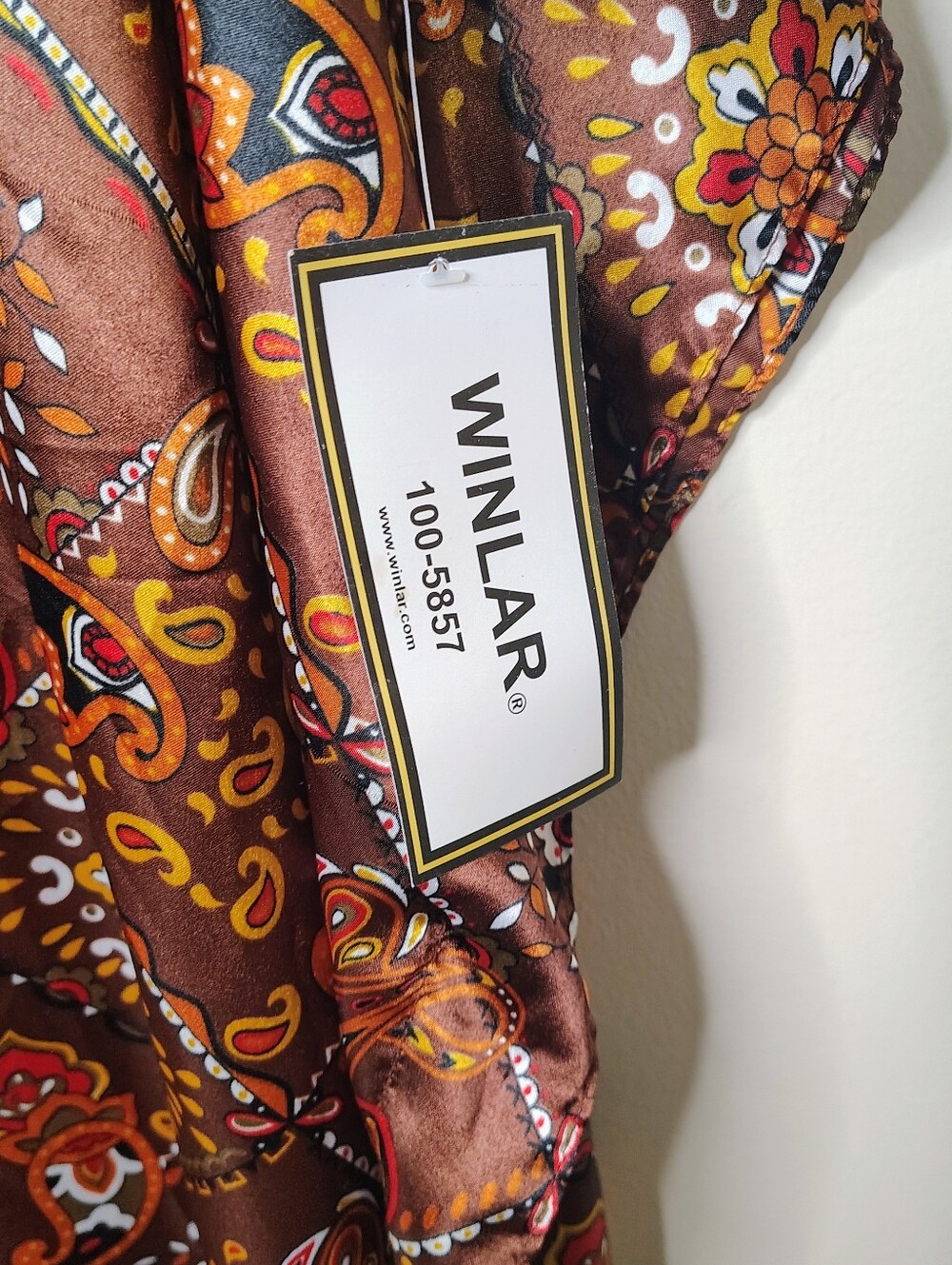 Winlar NWT One Size Brown Paisley Caftan Kaftan Maxi Cover Up Resort Dress - Picture 2 of 5